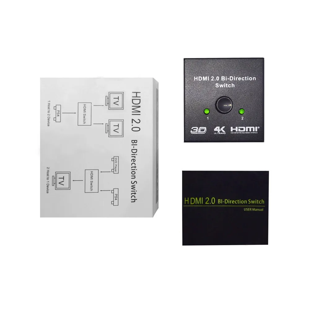 2x1 HDMI 2 0 переключатель UHD 4K 1x2 двунаправленный коммутатор Поддержка HDCP проходной