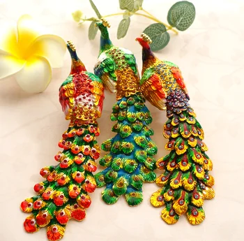 

New elegant peacock fairy home decoration handicraft cloisonne glazed peacock