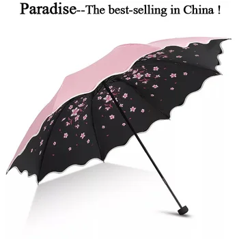 

Brand Flower Umbrella For Women Folding Fashion Girl Parasol Sun Portable Strongly Rain Female Sun UV clear Umbrellas Light