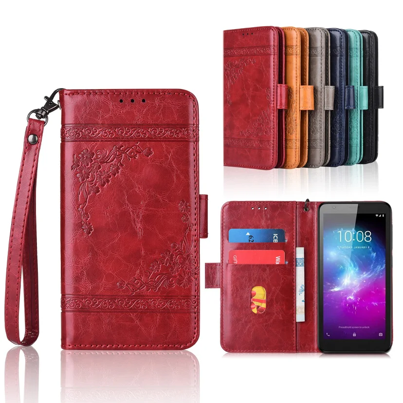 

Wallet case for ZTE Blade L8 case with Strap Kickstand PU leather Patterned Floral Flip Case With Card Pocket