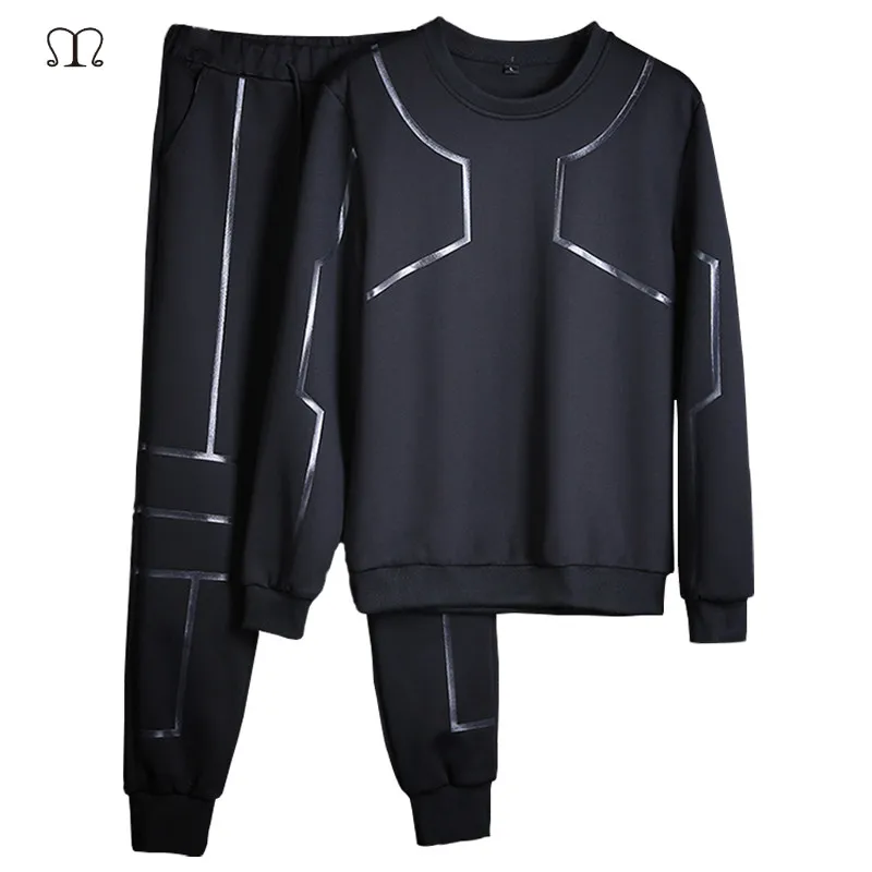 

Men Sportwear Sets O-Neck Tracksuit Sets Long Sleeves Casual Sportsuit Sweatshirt Men+Pants Two Piece Track Suits Brand Clothing