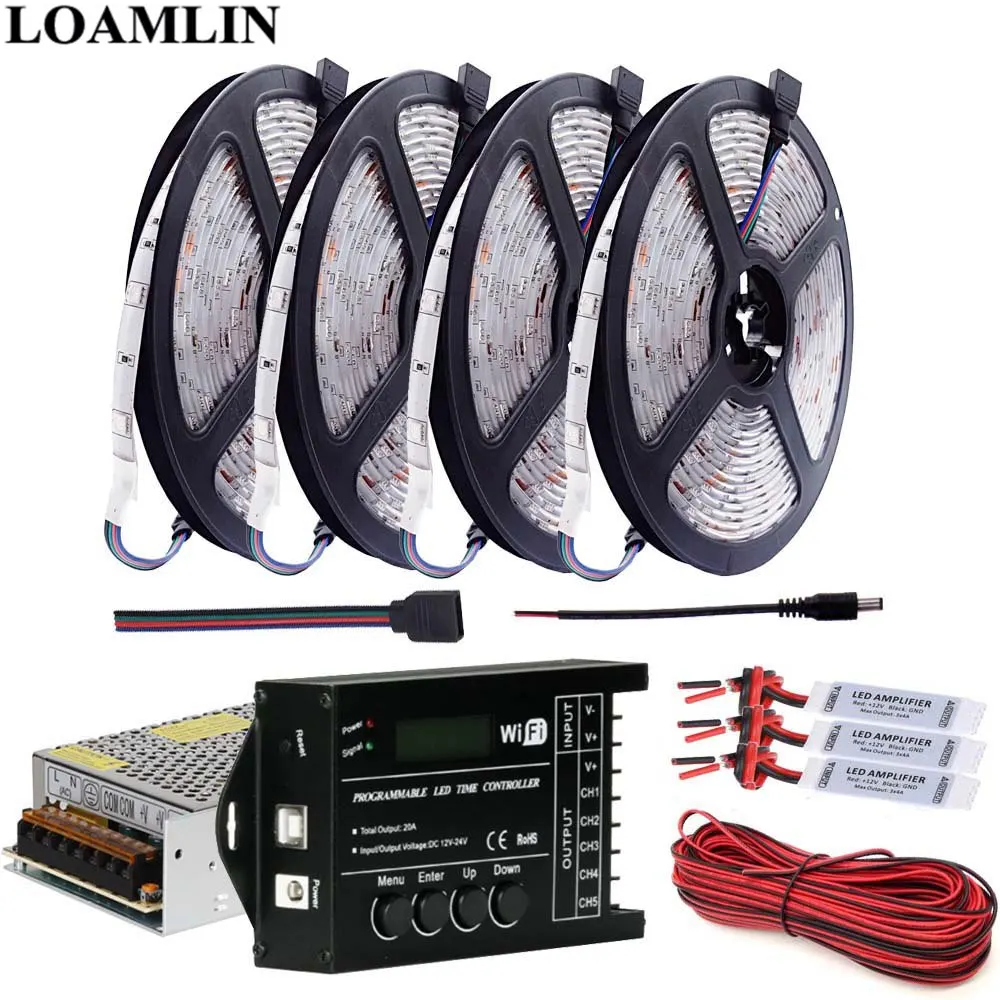 

RGB Led Strip Flexible Light 30Leds/m SMD5050 TC421 WIFI Time Programmable RGB Led Controller DC12V Led Transformer Kit