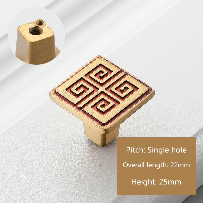 Modern simple pure copper antique wardrobe cabinet door handle copper classical pull ring solid wood furniture drawer brass - Цвет: Single hole