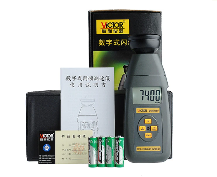 DM6238P Digital Stroboscope Tachometer 60 to 39999RPM measuring range VC6238P Tachometer