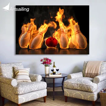 

1 piece canvas painting bowling flame artwork HD posters and prints canvas painting for living room free shipping/XA1730C