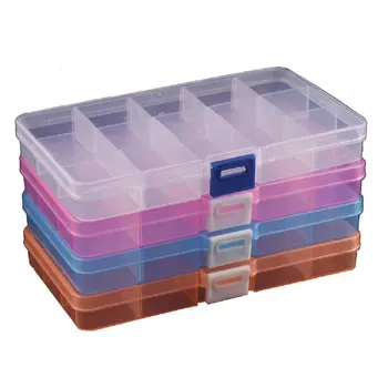 

4 Packs (4 Colors) Plastic Storage Box (15 Compartments) Jewelry Earring Tool Containers