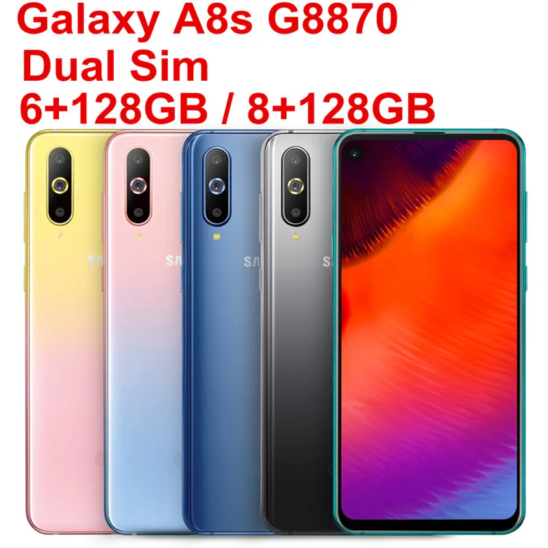 Samsung Galaxy A8s G8870, две sim-карты, 6 ГБ/8 ГБ ОЗУ, 128 Гб ПЗУ, мобильный телефон, четыре ядра, 6,4 дюйма, 4 камеры Snapdragon 710, NFC