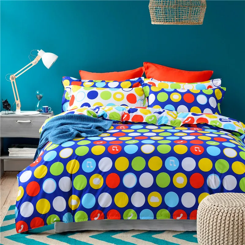 Fashion color Circles 4Pcs Bedding Set Bedclothes Set Full Queen Home Bed Linens Quilt Cover