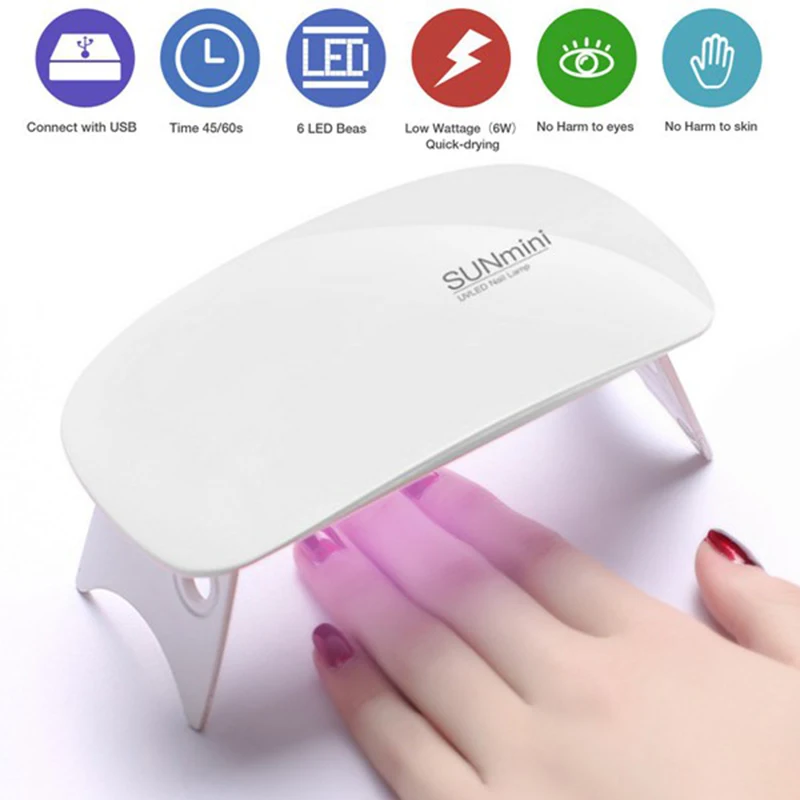 

6 w UV/LED Lamp Mini Portable Nail Dryer USB Cable for the Gift Domestic Use Nail Polish Gel Dryer USB lamp Manicure Photother