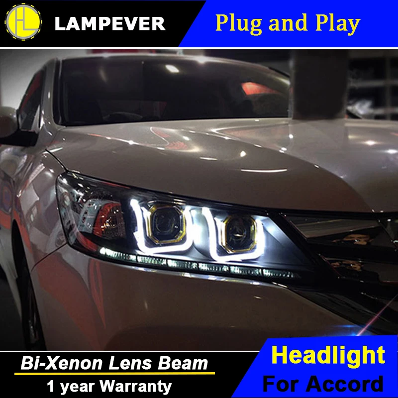 HLC автомобильный Стайлинг для Honda Accord 9th фары 2013-2015 Новый аккорд 9 светодиодный DRL