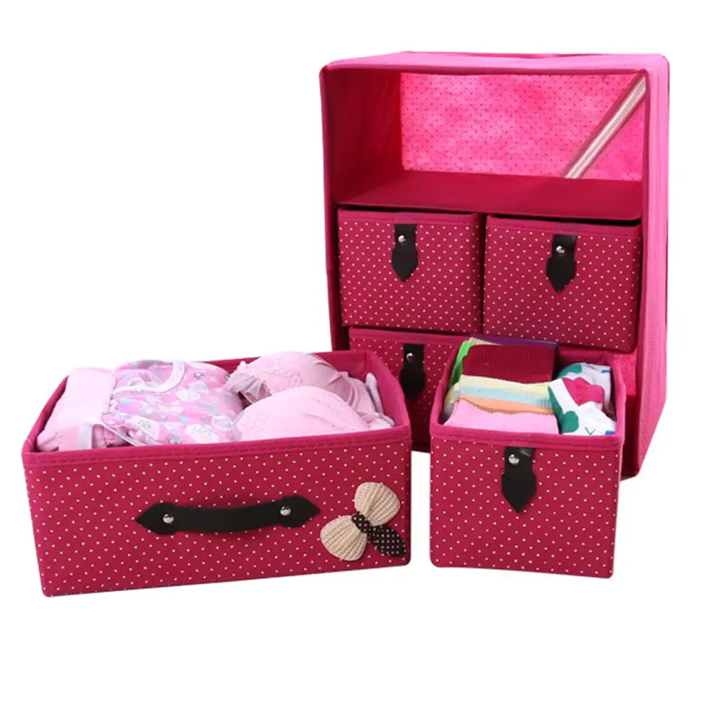 new Saving Space Non woven Fabrics Folding Five Drawers Home Organizer