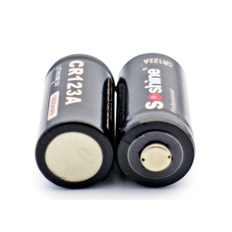 2 Pcs / lot Soshine 3.0V CR123A Primary Lithium Battery 1600mAh RCR123A Battery Cell