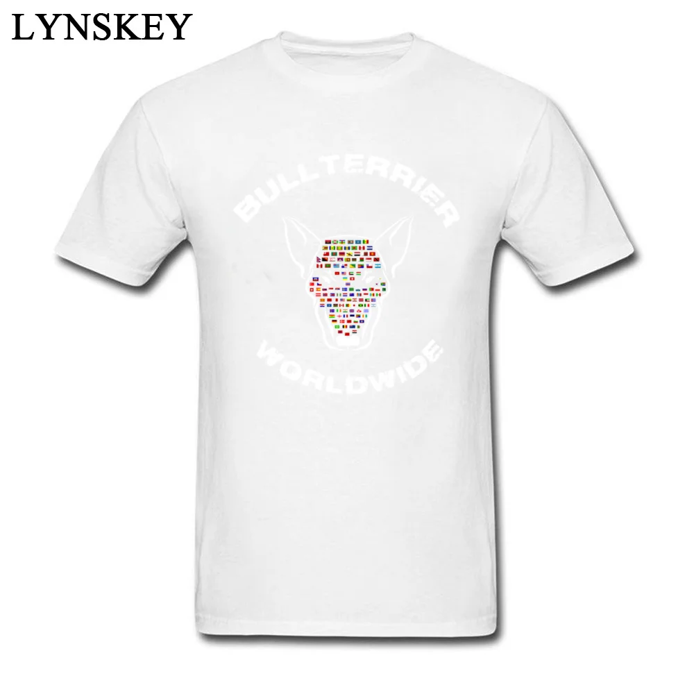Design T-shirts Faddish Round Collar Bullterrier Worldwide Flags Cotton Student Tops Shirt Casual Short Sleeve Tee-Shirts Bullterrier Worldwide Flags white