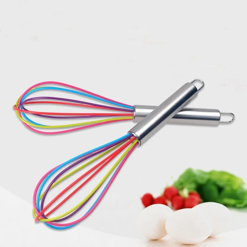 

Top Sale New Stainless Steel Handle Egg Whisk Silicone Kitchen Mixer Balloon Wire Egg Beater Tool Practical Convenient Eggbeater