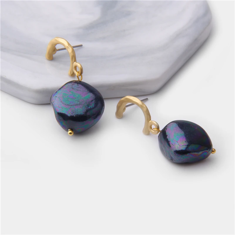 

2019 Newest Fashion Trend Gem Stone Dangle Earrings Woman Pearls Drop Earrings Gold Silver Statement Summer Beach Style Jewelry
