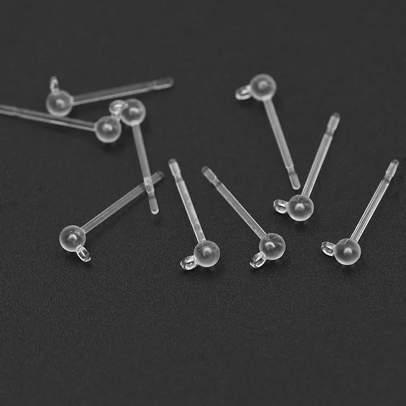 SEA MEW 100PCS Transparent Stud Earrings For Jewelry Making Women Ear Plug Resin Earrings Base Setting DIY Jewelry Components Jewelry Findings