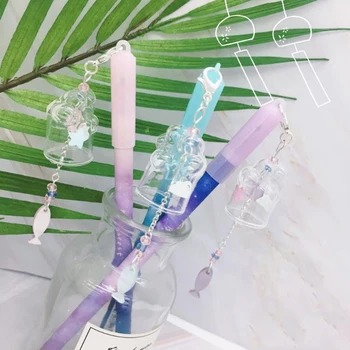 

2 Pcs/set Kawaii 0.5mm Cat Claw Paw Cup Wind Chime Pendant Gel Pens Signature Pens Stationery Office School Supplies