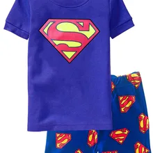Лето детские пижамы из хлопка для малышей для мальчика, с коротким рукавом, одежда для сна с рисунком персонажей из мультфильмов, Детская Пижама для младенцев мальчиков