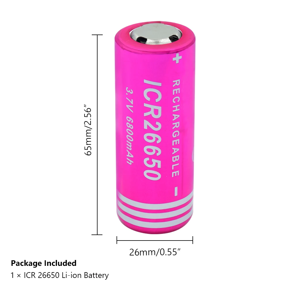 1/2/4 шт. 3,7 вольт ICR 26650 6800 мА/ч, литий-ионный аккумулятор li-Ion 26650 сотовый Батарея Перезаряжаемые для Led фонарик Фонарь налобный фонарь