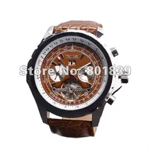 Роскошный коричневый циферблат Мужские автоматические часы 6 ручные механические наручные часы хороший подарок цена FL00013