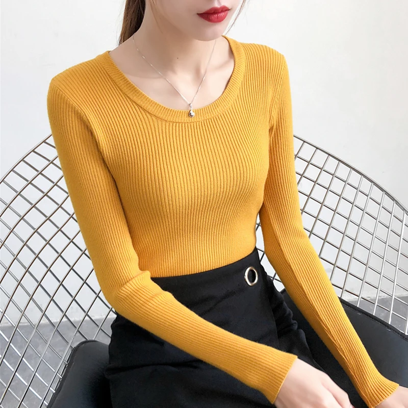 

Long Sleeve Knitted O-neck Women Sweaters and Pullovers Jumpers Ladies Sweaters Woman Fashion 2019 Autumn Winter Sweater Top G36