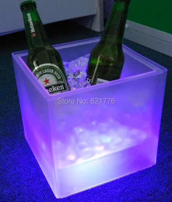 3.5L пивной бар/вина/шампанского светодиодный ведро льда площади пластиковые двойной слой льда ведро световой льда ведро охладитель