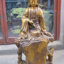 Bi001930 3" Тибет Sitsang бронзовые позолоченные Хилл гуаньинь Будды Kwan yin Прекрасная богиня