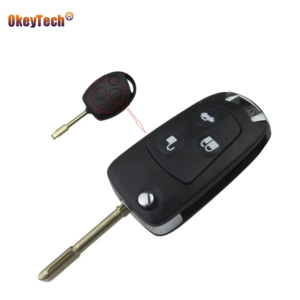 OkeyTech для Ford Focus Mondeo Fiesta 3 кнопки модифицированный раскладной пульт дистанционного