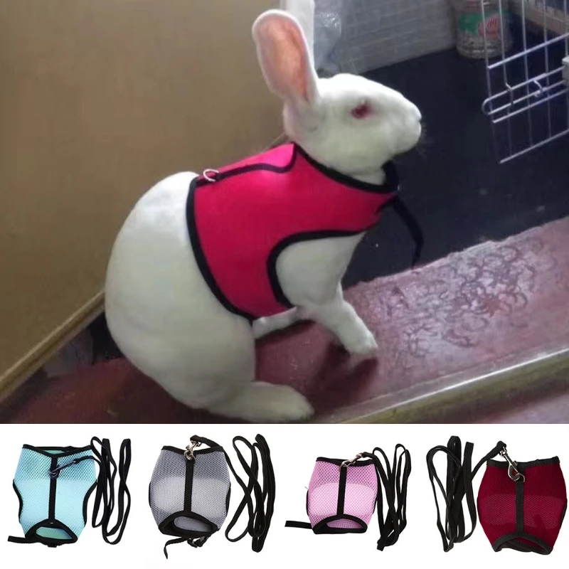  font b Pet b font Rabbit Hamster Mesh Adjustable Harness Leash Ferret Guinea Pig Small