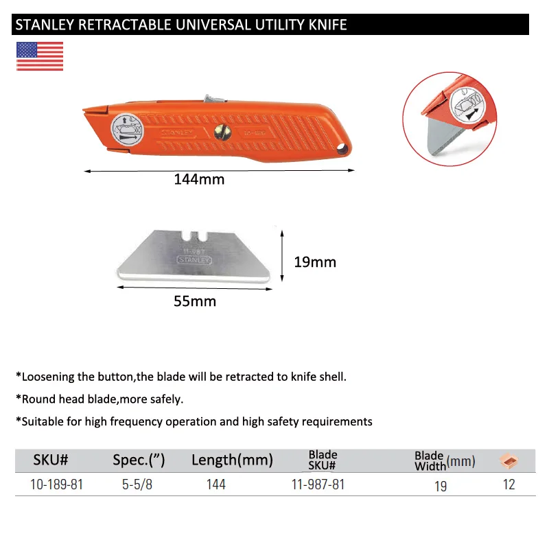 10-189-81 retractable universal knife size