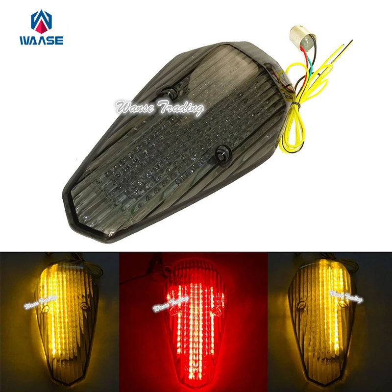 

waase E-Marked Rear Tail Brake Turn Signals Integrated Light Smoke For 2004 2005 2006 2007 2008 HONDA Shadow Aero 750 VT750