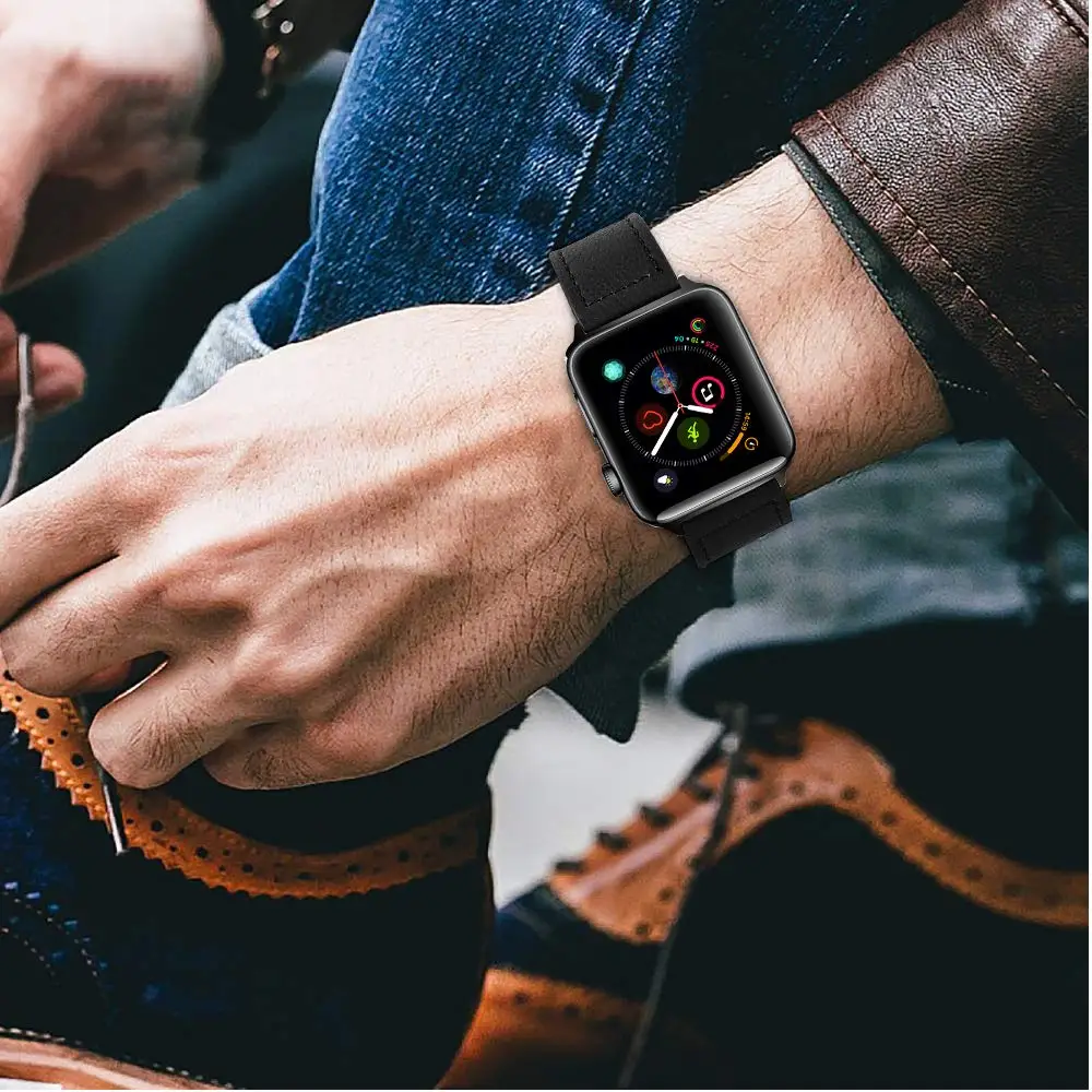 Кожаный ремешок для apple watch band apple watch 5 4 3 44 мм/40 мм correa iwatch band 42 мм/38 мм pulseira браслет аксессуары для часов