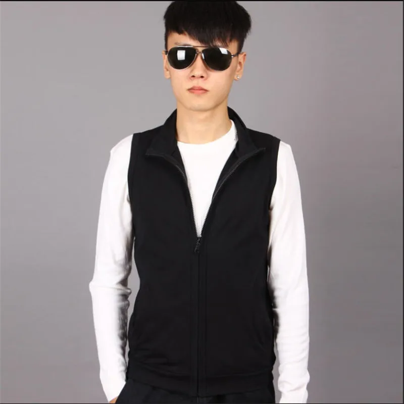 

M-4Xl Plus Size Cotton Men Vest Autumn Solid Color Men Sleeveless Jacket Slim Outwear Waistcoats Wt1133