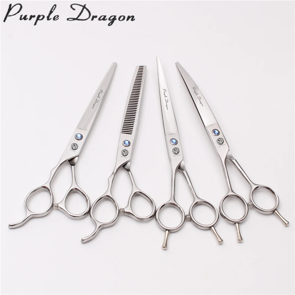 7&quot 19.5cm Left-Hand Purple Dragon JP Stainless Animal Grooming Shears Dogs Straight Thinning Scissors Pets Z4006 | Красота и