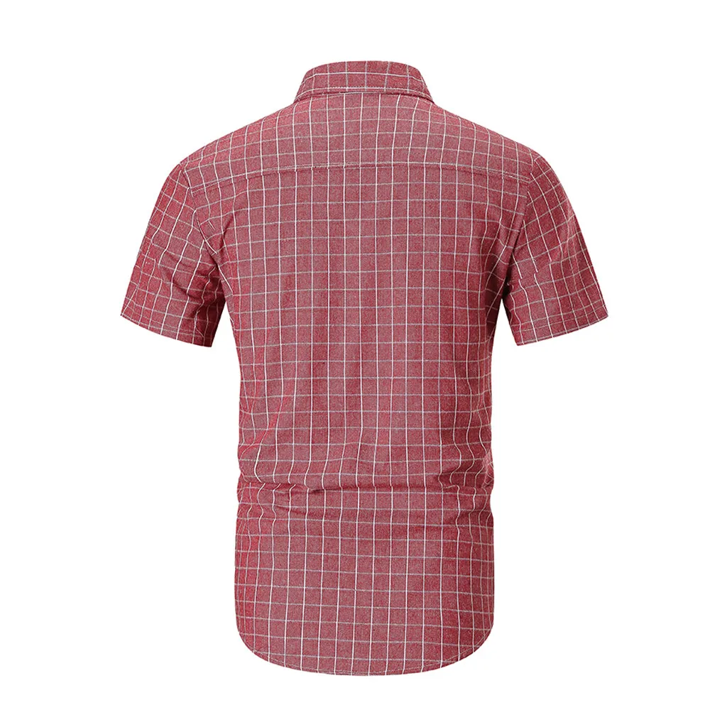 Брендовая приталенная Мужская рубашка, Повседневная летняя рубашка, большие размеры, гавайская рубашка с короткими рукавами, рокабилли в готическом стиле, клетчатая красная одежда
