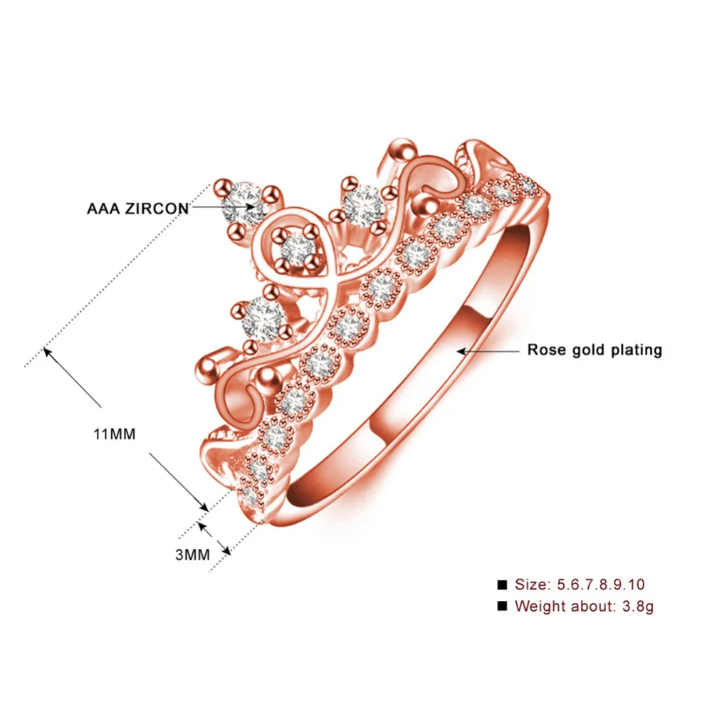 2017 Korean crown female ring personalized luxury crystal zircon ring wedding engagement ring lady