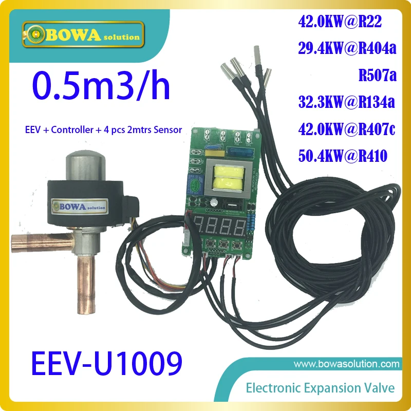 EEV with contoller and temperature sensors compatible with HFC, CFC and
