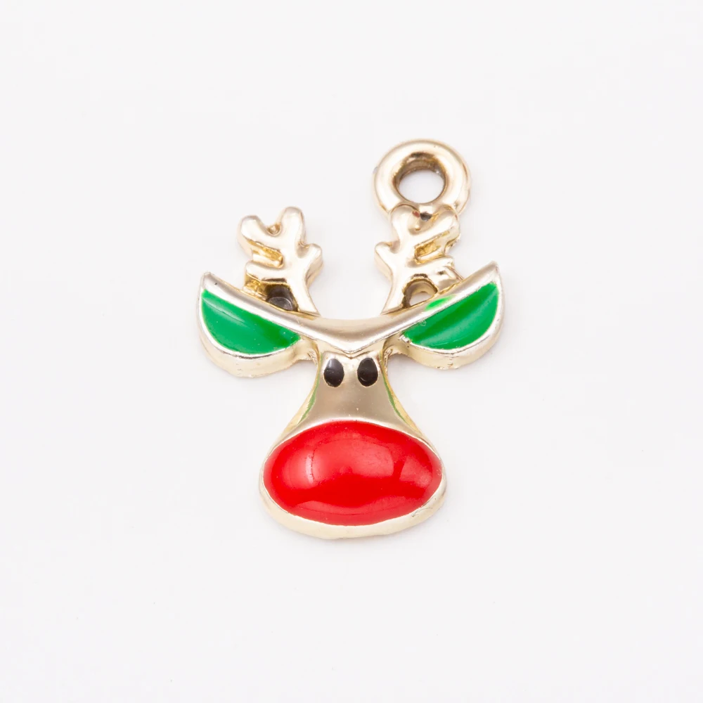 

10pcs deer Christmas Drip oil zinc alloy Charms Enamel Pendant Earrings Accessories for Ornaments DIY Material JQ600015