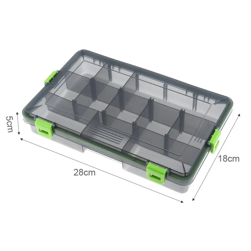 28 см x 18 см x 5 см 11 отсеков 4 замка рыболовные снасти Коробка для рыболовного крючка поворотное кольцо приманки и аксессуары для хранения
