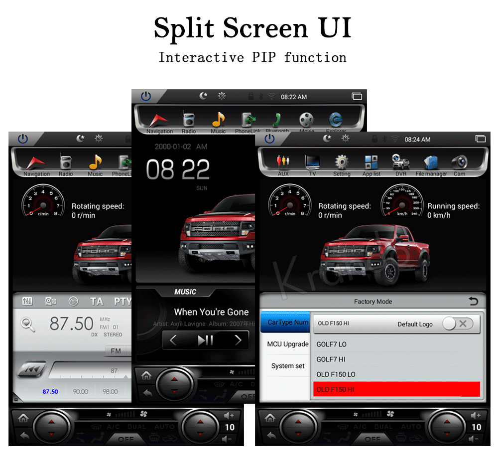 Best Krando Android 6.0 12.1" Tesla Vertical touch screen car dvd gps  for FORD F150 2015-2017 gps radio navigation multimedia system 3