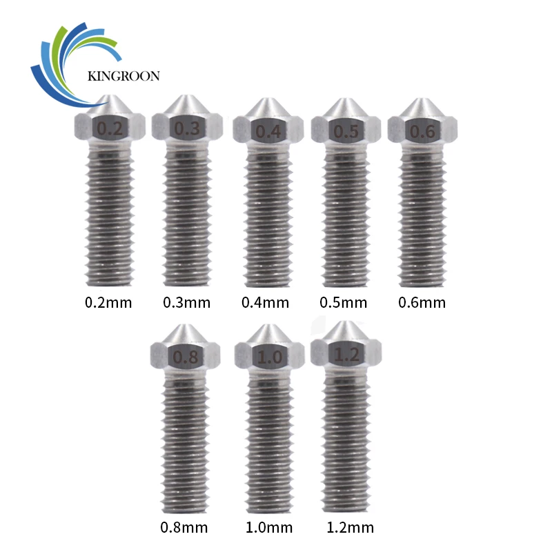 KINGROON الكل العقلية بركان الفولاذ المقاوم للصدأ الفوهات ل 3D طابعة 0.2mm-1.2mm ل 1.75mm اضافية إطالة M6 الفوهات أجزاء 15