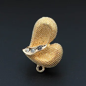 

Dubai Gold Earrings Post with Loop Connector Heart Paved Rhinestone Findings DIY Metal Indian Middle East Women Wedding Earrings