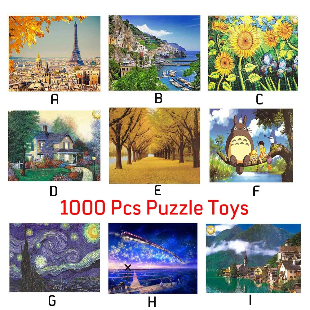 

Colorful 1000pcs Puzzle Toys Scenery Building Animal Mountain Star Assembling Jigsaw Puzzle Game Toys for Children Adult Gifts