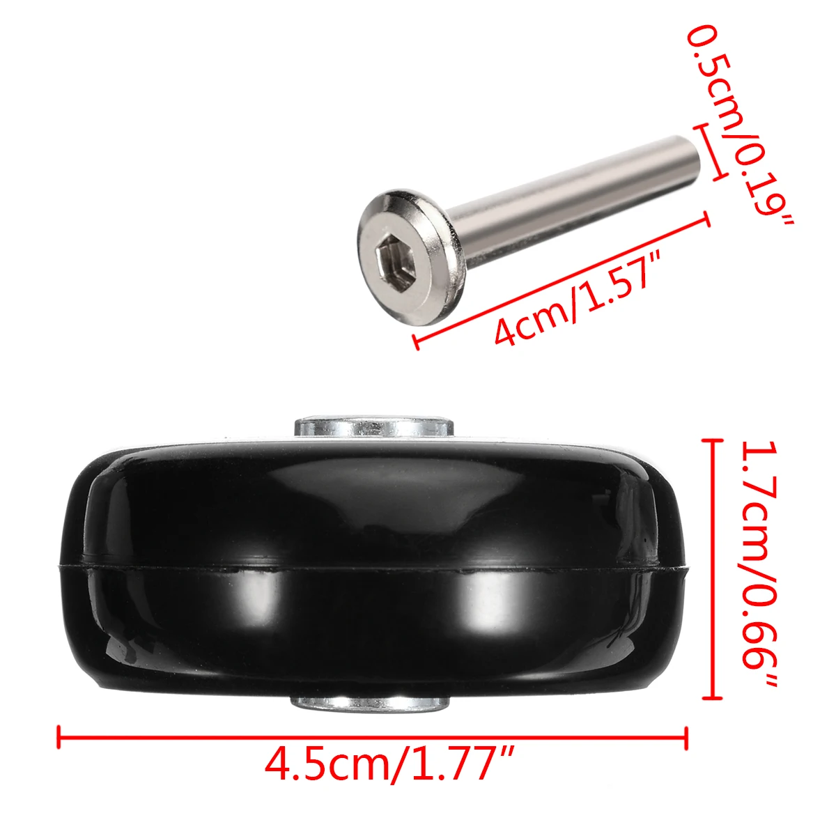 Mayitr 2 Sets Luggage Suitcase Replacement Kit OD 45mm Wheels Roller Hardware Furniture Casters