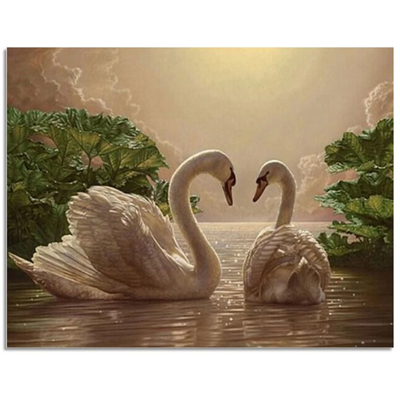 3D DIY Diamond Embroidery Swan 50x65cm Painting Cross Stitch Wall Sticker Full Square Crystal Mosaic Stickers | Дом и сад