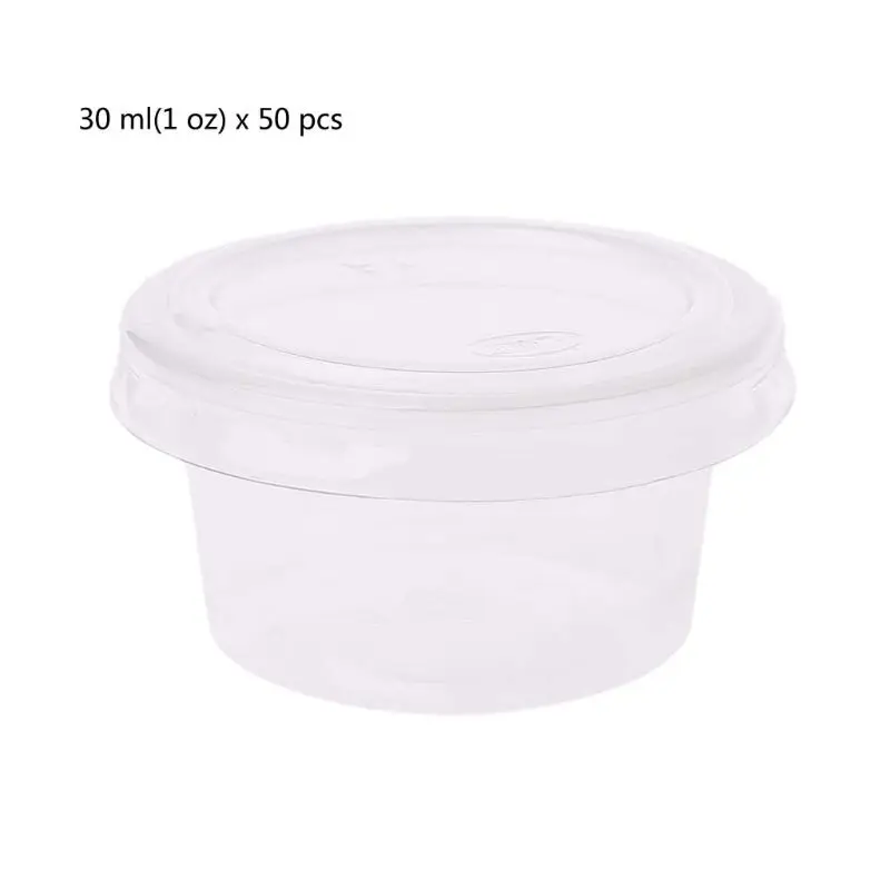 

50Pcs Disposable Cups Set Of 30ml/1 oz Sauce Pot Container Jello Shot Cup Slime Storage With Lid For Ketchup