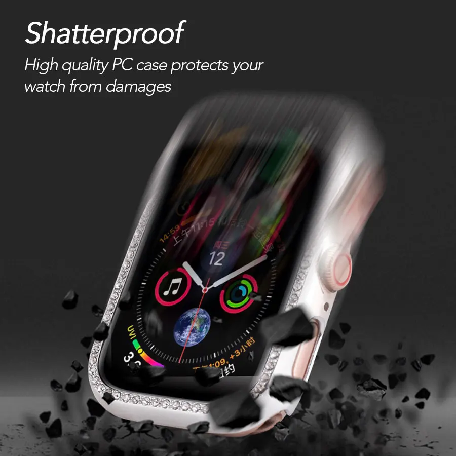 Чехол Защитная крышка для Apple Watch 38 мм 44 мм Алмазный ПК позолоченный корпус часов для наручных часов iWatch серии 4/3/2/1 40 мм 42 мм