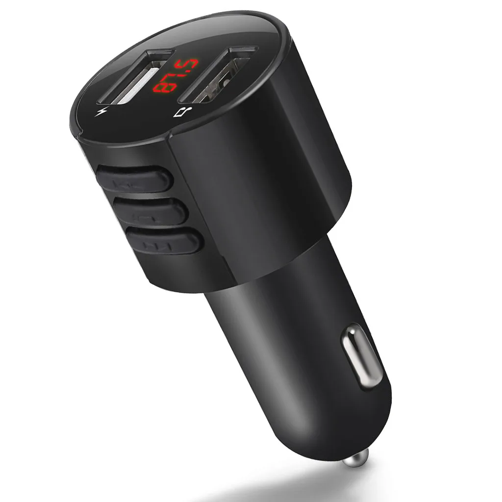 Автомобильный комплект громкой связи беспроводной Bluetooth fm-передатчик ЖК MP3-плеер USB зарядное устройство 3.1A Hands Free - Название цвета: Черный