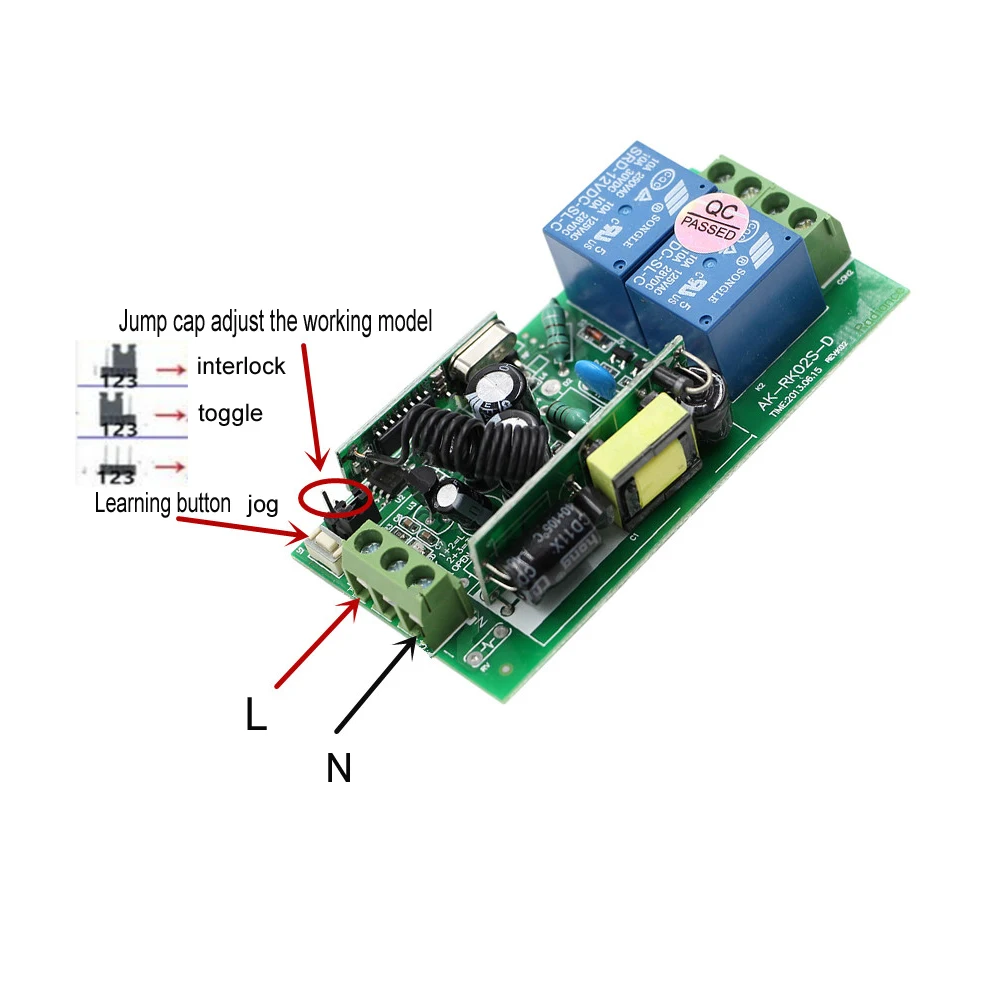 Best качество AC85V-250V 2ch rf Беспроводной Дистанционное управление Настенные переключатели приемник и 2 шт. передатчики с кодом обучения 433/315 мГц