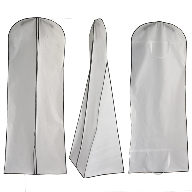 

Wide White 183cm For Wedding Long Train Evening Dress Dust Cover Thick Non-woven Dustproof Protector Bags Plus Size Printed LOGO